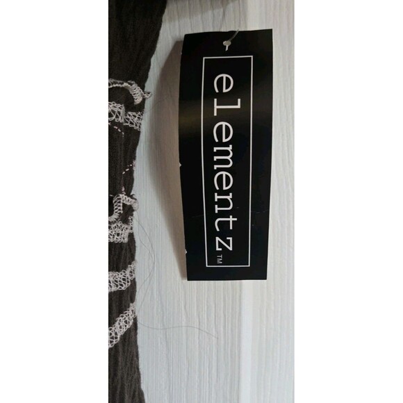 Elementz Mocha Brown Sleeveless Dress White Embroidery Detailing Size Large NWT - Picture 6 of 13